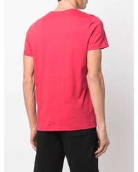 fuchsia bedrucktes T-Shirt mit einem Rundhalsausschnitt von Balmain