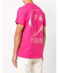 fuchsia bedrucktes T-Shirt mit einem Rundhalsausschnitt von Pleasures