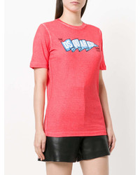 fuchsia bedrucktes T-Shirt mit einem Rundhalsausschnitt von Dsquared2