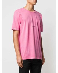 fuchsia bedrucktes T-Shirt mit einem Rundhalsausschnitt von Saint Laurent