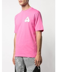 fuchsia bedrucktes T-Shirt mit einem Rundhalsausschnitt von Palace