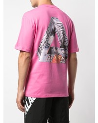 fuchsia bedrucktes T-Shirt mit einem Rundhalsausschnitt von Palace