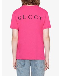 fuchsia bedrucktes T-Shirt mit einem Rundhalsausschnitt von Gucci