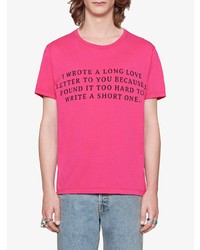 fuchsia bedrucktes T-Shirt mit einem Rundhalsausschnitt von Gucci