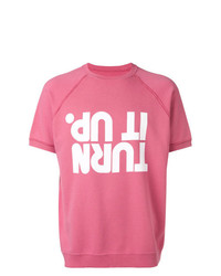 fuchsia bedrucktes T-Shirt mit einem Rundhalsausschnitt von Maison Margiela