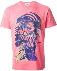 fuchsia bedrucktes T-Shirt mit einem Rundhalsausschnitt von Marc Jacobs