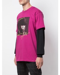 fuchsia bedrucktes T-Shirt mit einem Rundhalsausschnitt von Supreme