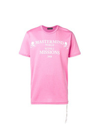 fuchsia bedrucktes T-Shirt mit einem Rundhalsausschnitt von Mastermind Japan