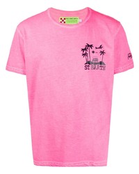 fuchsia bedrucktes T-Shirt mit einem Rundhalsausschnitt von MC2 Saint Barth