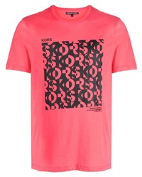 fuchsia bedrucktes T-Shirt mit einem Rundhalsausschnitt von Michael Kors