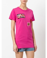 fuchsia bedrucktes T-Shirt mit einem Rundhalsausschnitt von Mr & Mrs Italy