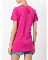 fuchsia bedrucktes T-Shirt mit einem Rundhalsausschnitt von Mr & Mrs Italy