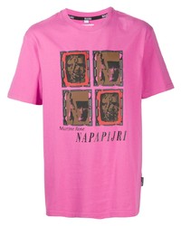 fuchsia bedrucktes T-Shirt mit einem Rundhalsausschnitt von Napa By Martine Rose