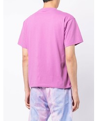 fuchsia bedrucktes T-Shirt mit einem Rundhalsausschnitt von Aries