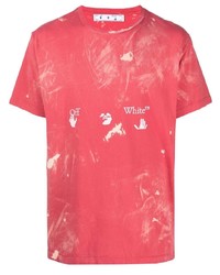 fuchsia bedrucktes T-Shirt mit einem Rundhalsausschnitt von Off-White