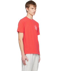 fuchsia bedrucktes T-Shirt mit einem Rundhalsausschnitt von Sporty & Rich
