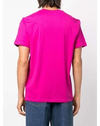 fuchsia bedrucktes T-Shirt mit einem Rundhalsausschnitt von Moschino