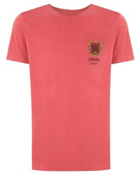 fuchsia bedrucktes T-Shirt mit einem Rundhalsausschnitt von OSKLEN