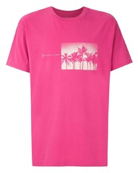 fuchsia bedrucktes T-Shirt mit einem Rundhalsausschnitt von OSKLEN