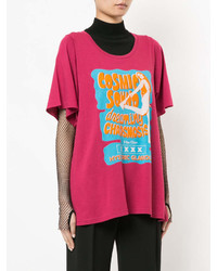 fuchsia bedrucktes T-Shirt mit einem Rundhalsausschnitt von Hysteric Glamour