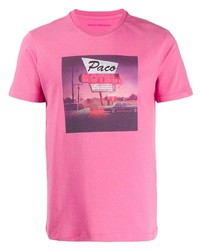 fuchsia bedrucktes T-Shirt mit einem Rundhalsausschnitt von PACO RABANNE