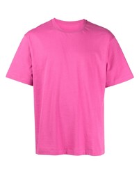 fuchsia bedrucktes T-Shirt mit einem Rundhalsausschnitt von PACO RABANNE