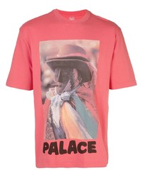 fuchsia bedrucktes T-Shirt mit einem Rundhalsausschnitt von Palace
