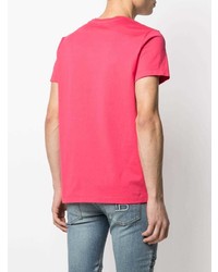 fuchsia bedrucktes T-Shirt mit einem Rundhalsausschnitt von Balmain