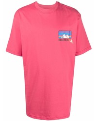 fuchsia bedrucktes T-Shirt mit einem Rundhalsausschnitt von PAS DE ME