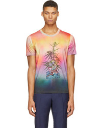 fuchsia bedrucktes T-Shirt mit einem Rundhalsausschnitt von Paul Smith