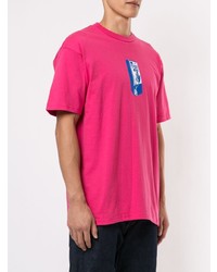 fuchsia bedrucktes T-Shirt mit einem Rundhalsausschnitt von Supreme