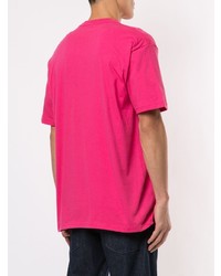 fuchsia bedrucktes T-Shirt mit einem Rundhalsausschnitt von Supreme