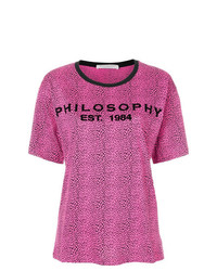 fuchsia bedrucktes T-Shirt mit einem Rundhalsausschnitt von Philosophy di Lorenzo Serafini