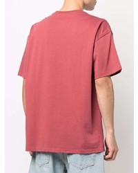 fuchsia bedrucktes T-Shirt mit einem Rundhalsausschnitt von Nike