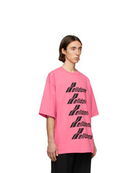 fuchsia bedrucktes T-Shirt mit einem Rundhalsausschnitt von We11done