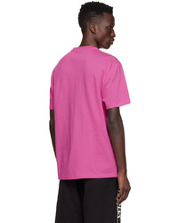 fuchsia bedrucktes T-Shirt mit einem Rundhalsausschnitt von Versace