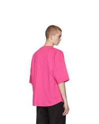 fuchsia bedrucktes T-Shirt mit einem Rundhalsausschnitt von Palm Angels