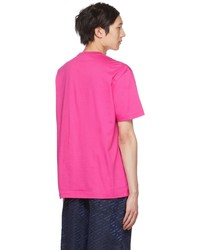 fuchsia bedrucktes T-Shirt mit einem Rundhalsausschnitt von Versace