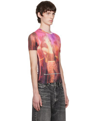 fuchsia bedrucktes T-Shirt mit einem Rundhalsausschnitt von Meryll Rogge
