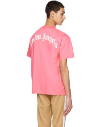 fuchsia bedrucktes T-Shirt mit einem Rundhalsausschnitt von Palm Angels