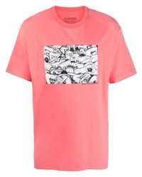 fuchsia bedrucktes T-Shirt mit einem Rundhalsausschnitt von Pleasures