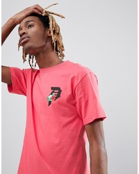 fuchsia bedrucktes T-Shirt mit einem Rundhalsausschnitt von Primitive