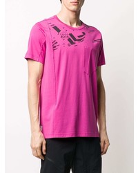 fuchsia bedrucktes T-Shirt mit einem Rundhalsausschnitt von Stone Island Shadow Project