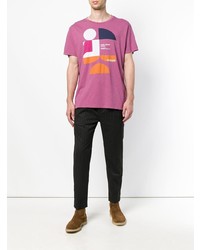 fuchsia bedrucktes T-Shirt mit einem Rundhalsausschnitt von Isabel Marant