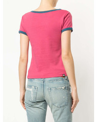 fuchsia bedrucktes T-Shirt mit einem Rundhalsausschnitt von Hysteric Glamour