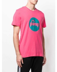 fuchsia bedrucktes T-Shirt mit einem Rundhalsausschnitt von Reebok