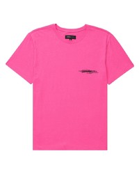 fuchsia bedrucktes T-Shirt mit einem Rundhalsausschnitt von purple brand