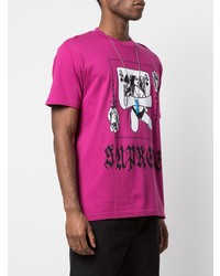 fuchsia bedrucktes T-Shirt mit einem Rundhalsausschnitt von Supreme