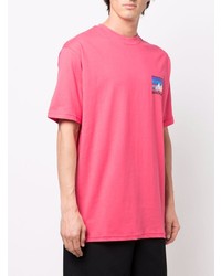 fuchsia bedrucktes T-Shirt mit einem Rundhalsausschnitt von PAS DE ME