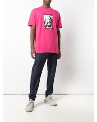 fuchsia bedrucktes T-Shirt mit einem Rundhalsausschnitt von Supreme